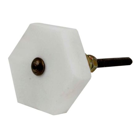 White Hexagon stone Cabinet knobs